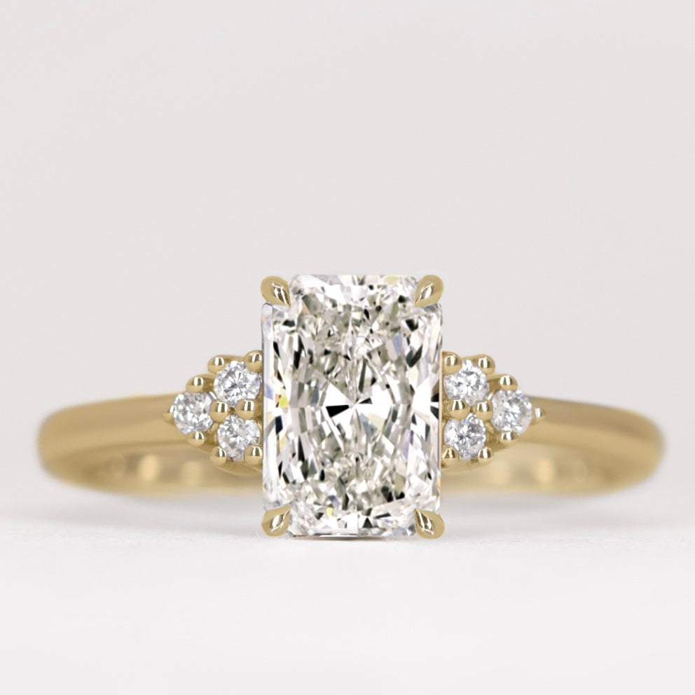Henrietta - Radiant Cut Trefoil Cluster Engagement Ring Setting