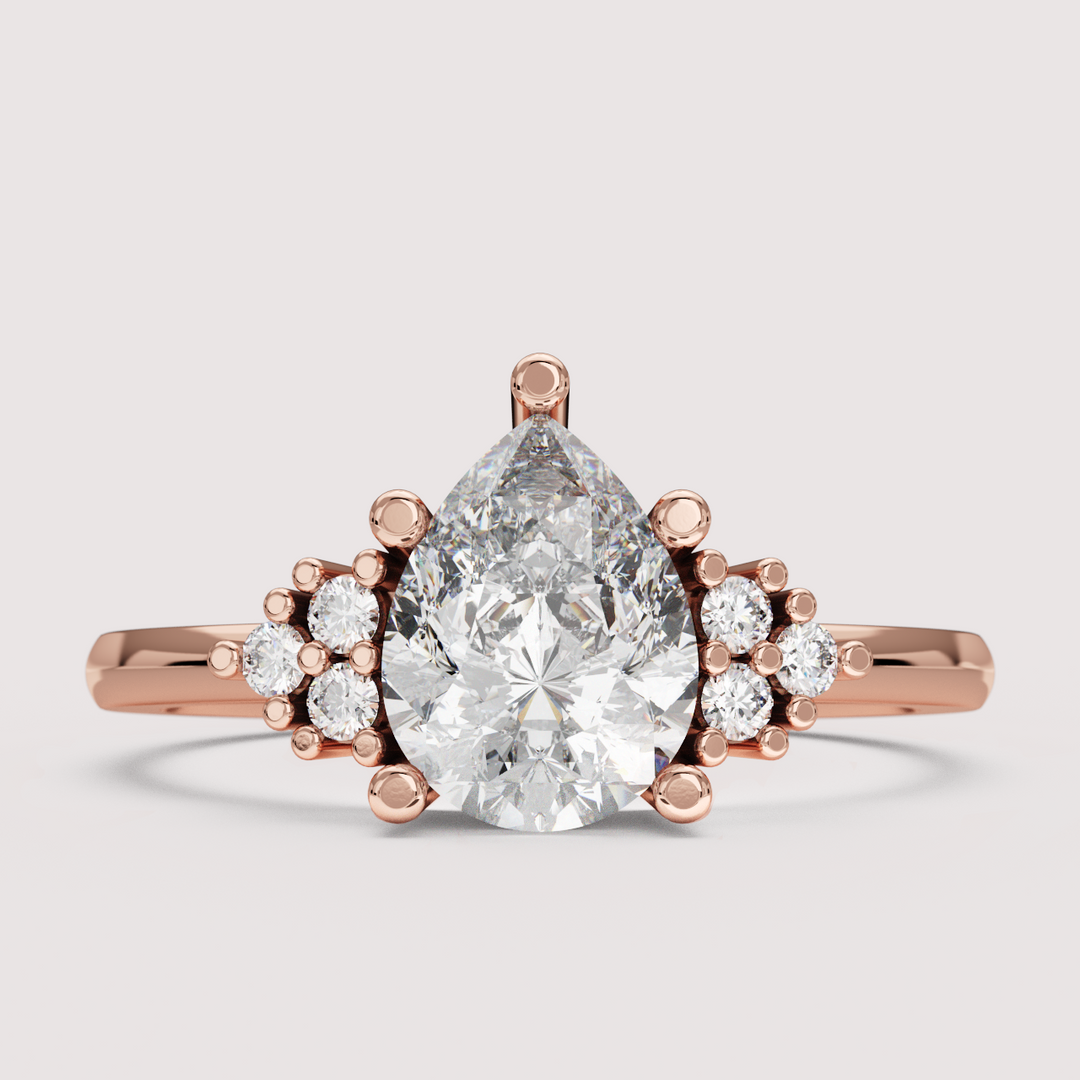 Henrietta - Pear Cut Trefoil Cluster Engagement Ring Setting