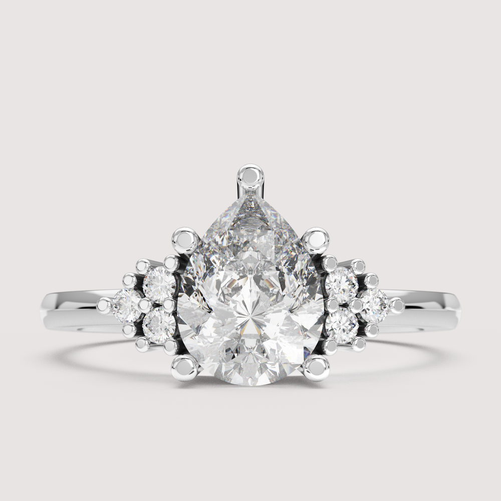 Henrietta - Pear Cut Trefoil Cluster Engagement Ring Setting