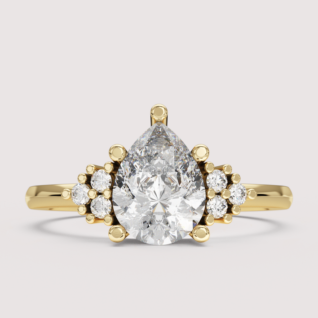 Henrietta - Pear Cut Trefoil Cluster Engagement Ring Setting
