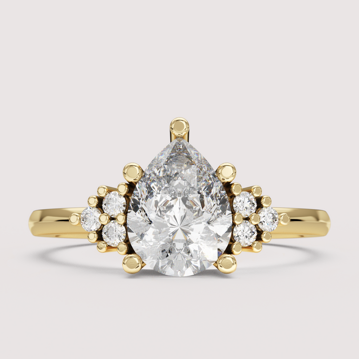 Henrietta - Pear Cut Trefoil Cluster Engagement Ring Setting
