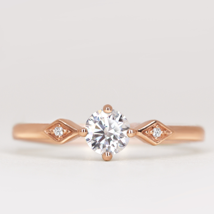 Hollie - Round Brilliant Cut Lab Grown Diamond Art Deco Trilogy Engagement Ring