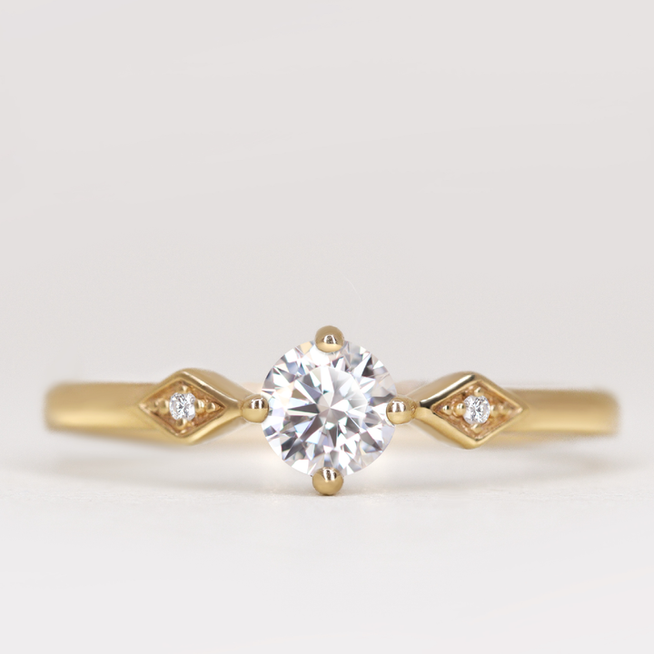 Hollie - Round Brilliant Cut Lab Grown Diamond Art Deco Trilogy Engagement Ring