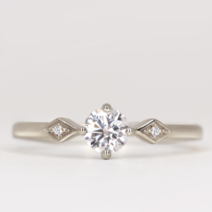 Hollie - Round Brilliant Cut Lab Grown Diamond Art Deco Trilogy Engagement Ring