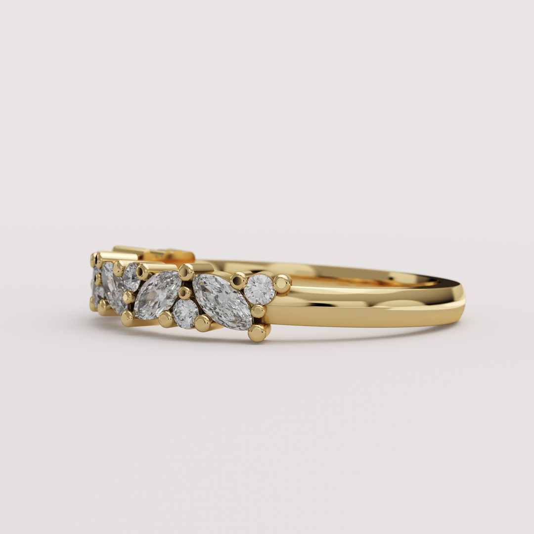 Hyacinth - 0.50ct Marquise and Round Lab Grown Diamond Eternity Style Wedding Ring - Made-to-Order Wedding Rings - Made-to-Order