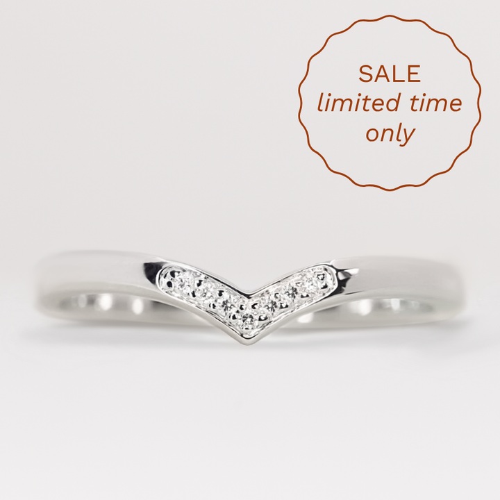 Iris - Diamond Set Wishbone Wedding Ring - Made-to-Order