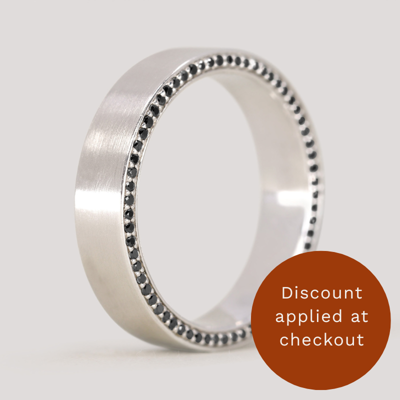 Jonathan - Black Diamond Set Unisex Wedding Ring - Made-to-Order Wedding Rings - Made-to-Order