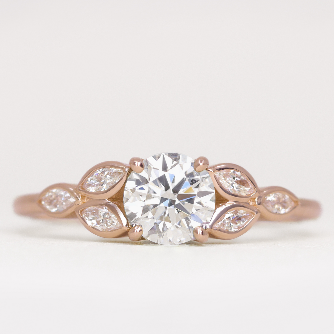 Juliet - Round Brilliant Cut Lab Grown Diamond Leaf Detail Engagement Ring