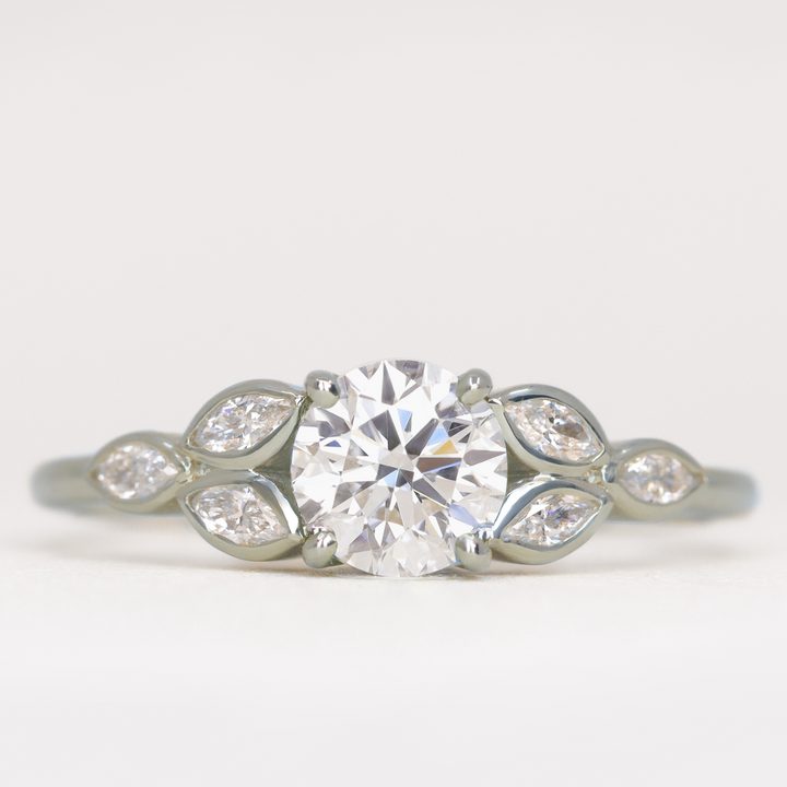 Juliet - Round Brilliant Cut Lab Grown Diamond Leaf Detail Engagement Ring