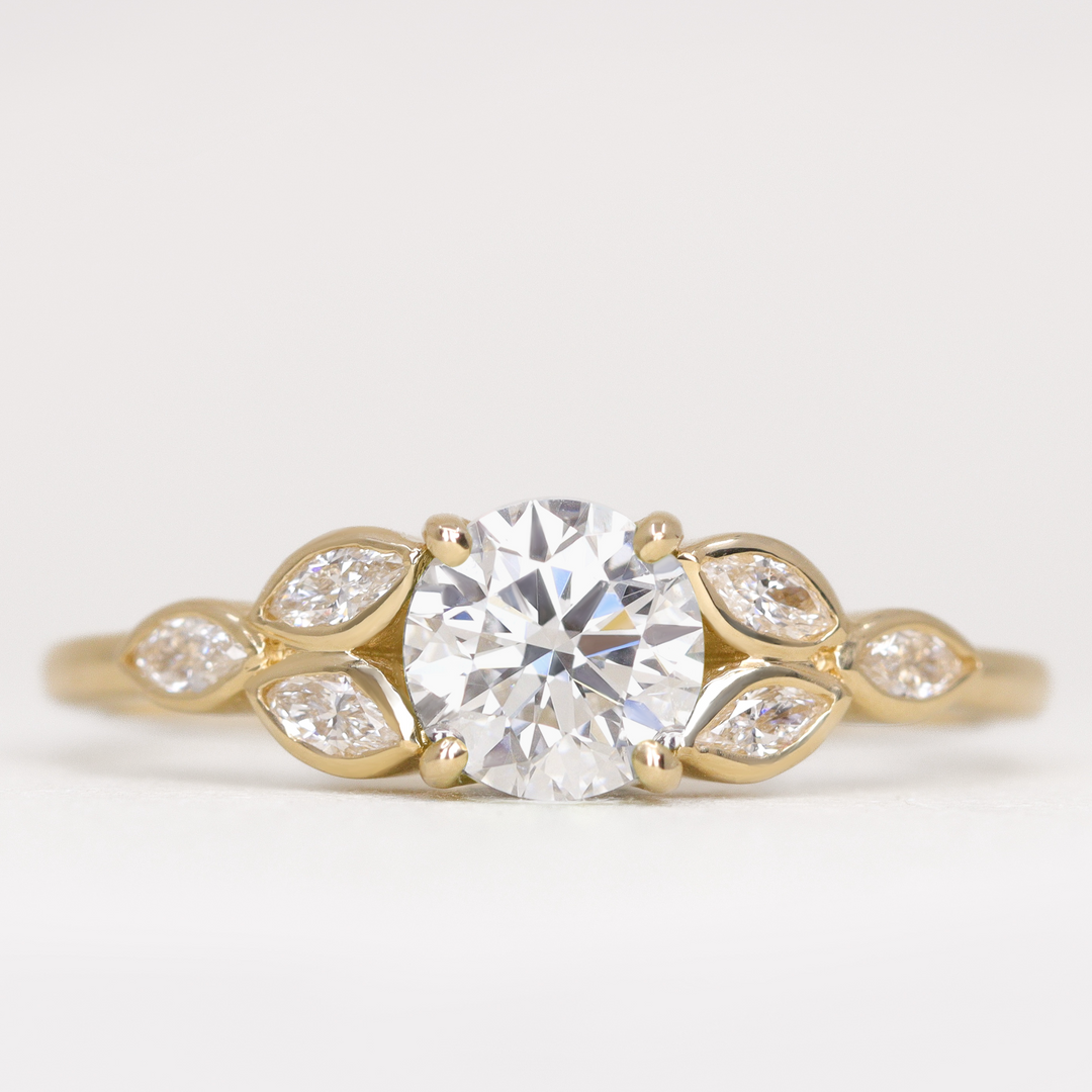 Juliet - Round Brilliant Cut Lab Grown Diamond Leaf Detail Engagement Ring Engagement Rings - Price On Application