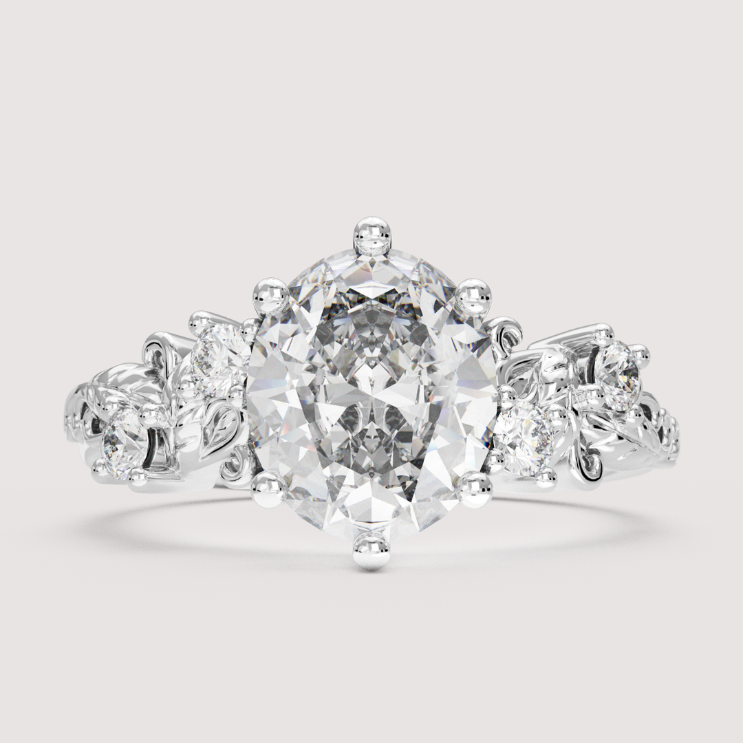 Laurel - Oval Cut Floral Engagement Ring Setting