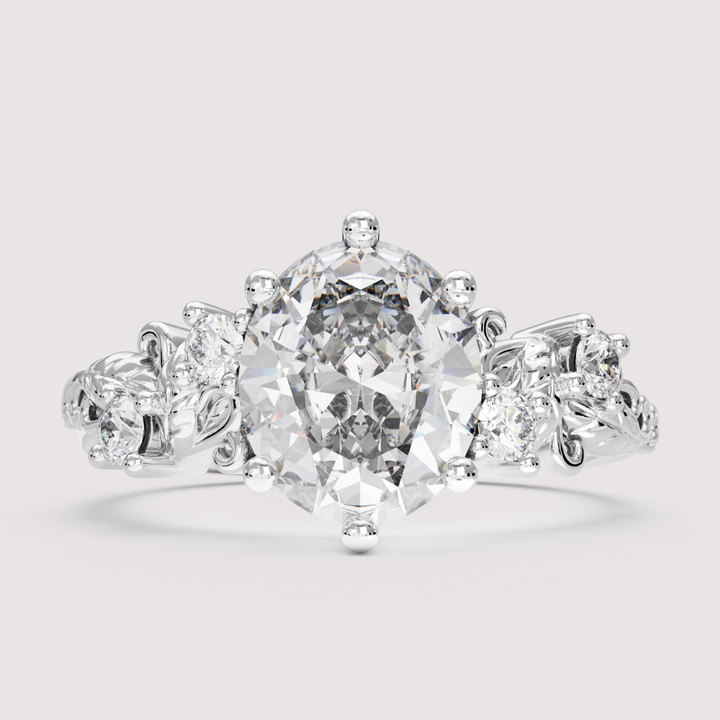 Laurel - Oval Cut Floral Engagement Ring Setting