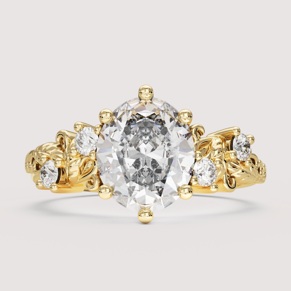 Laurel - Oval Cut Floral Engagement Ring Setting
