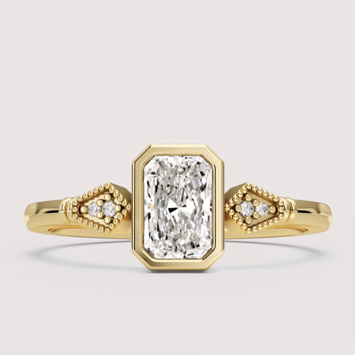 Lola - Radiant Cut Bezel Set Art Deco Engagement Ring Setting