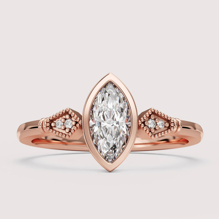 Lola - Marquise Cut Bezel Set Art Deco Engagement Ring Setting