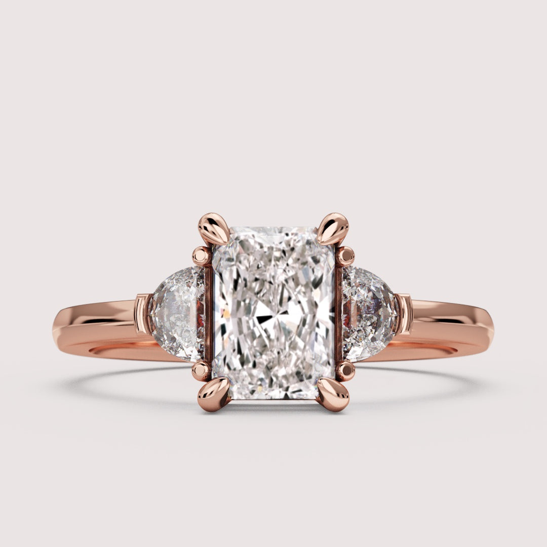 Luna - Radiant Cut and Half Moon Trilogy Engagement Ring Setting