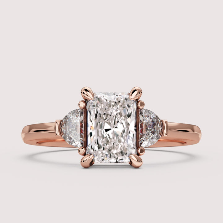 Luna - Radiant Cut and Half Moon Trilogy Engagement Ring Setting