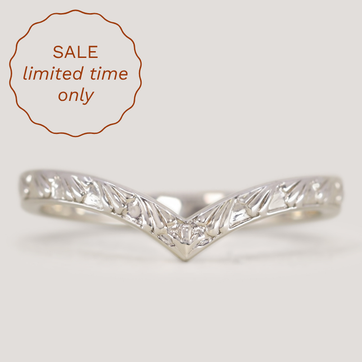 Madison - Art Deco Inspired Fan Design Wishbone Wedding Ring - Made-to-Order