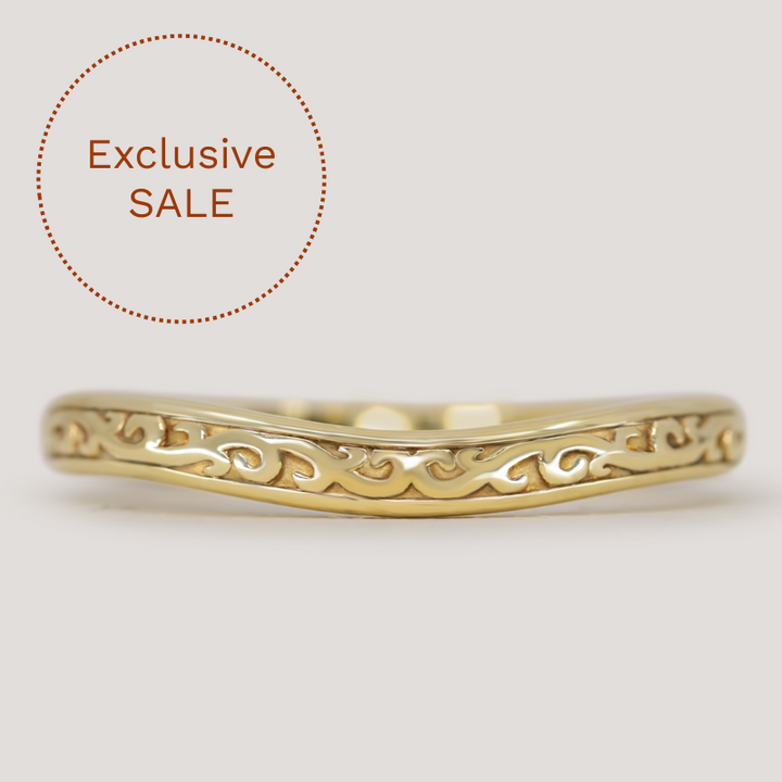 Martha - Floral Pattern Shaped Wedding Ring - Made-to-Order