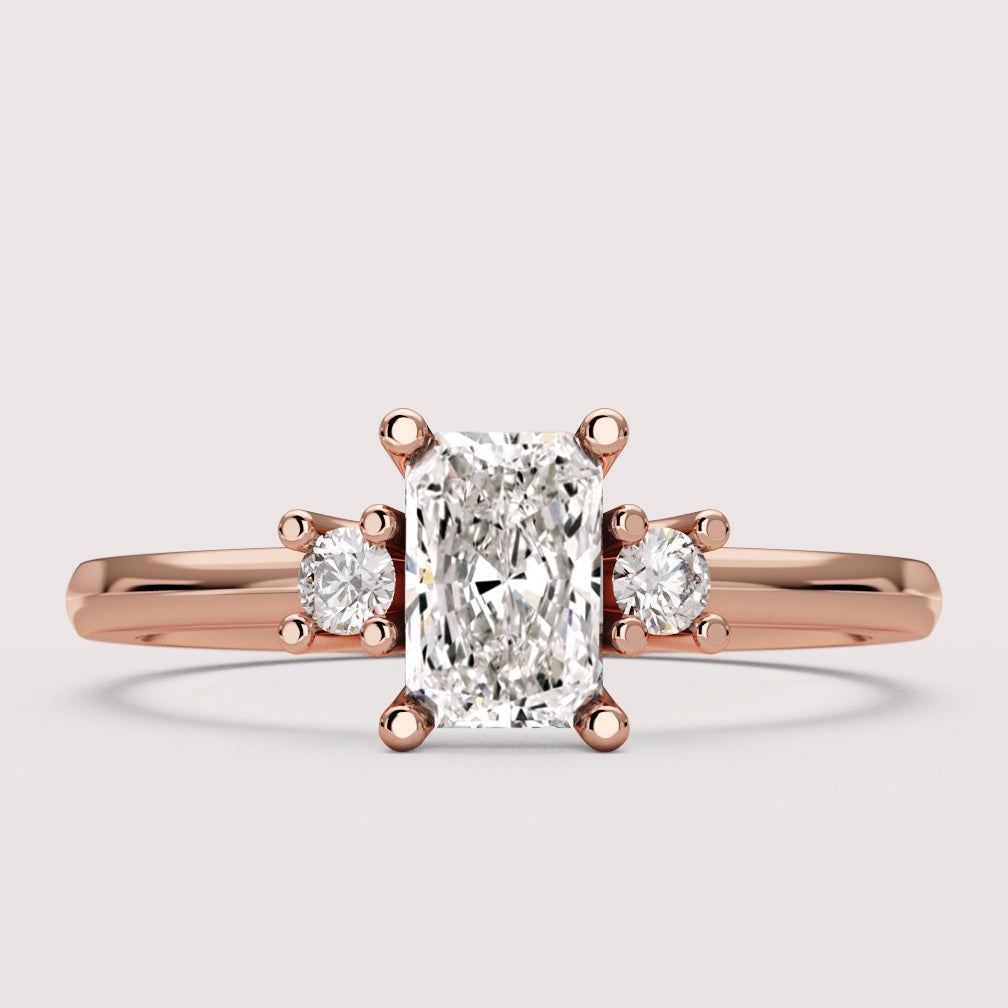 Millie - Radiant Cut Classic Trilogy Engagement Ring Setting