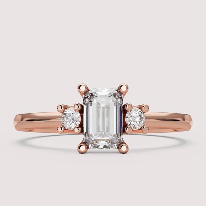 Millie - Emerald Cut Classic Trilogy Engagement Ring Setting
