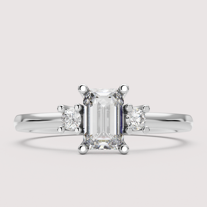 Millie - Emerald Cut Classic Trilogy Engagement Ring Setting