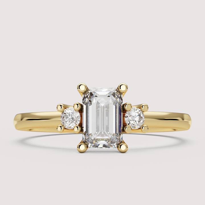 Millie - Emerald Cut Classic Trilogy Engagement Ring Setting