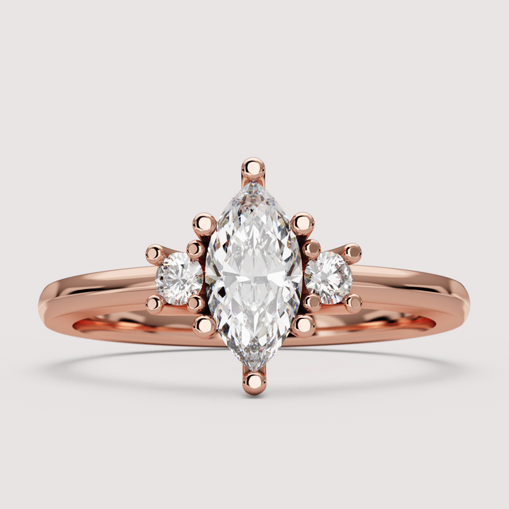 Millie - Marquise Cut Classic Trilogy Engagement Ring Setting