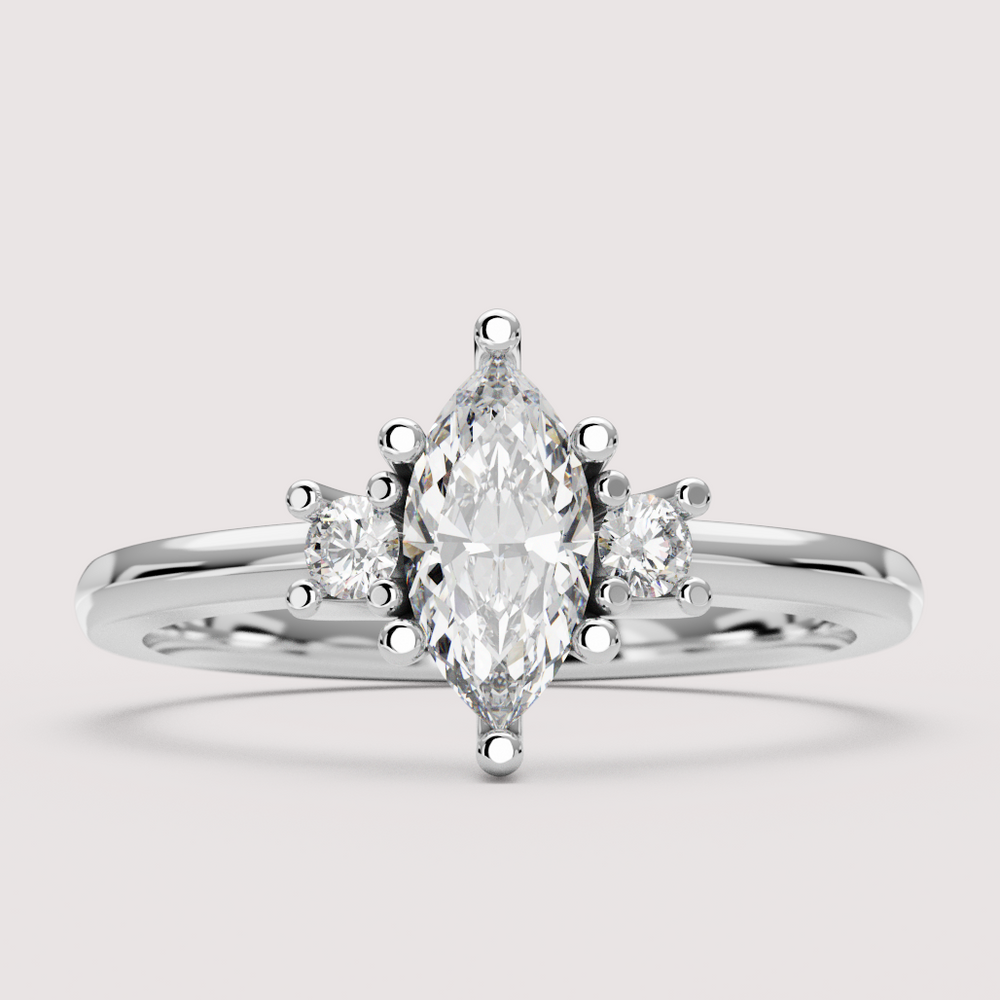 Millie - Marquise Cut Classic Trilogy Engagement Ring Setting