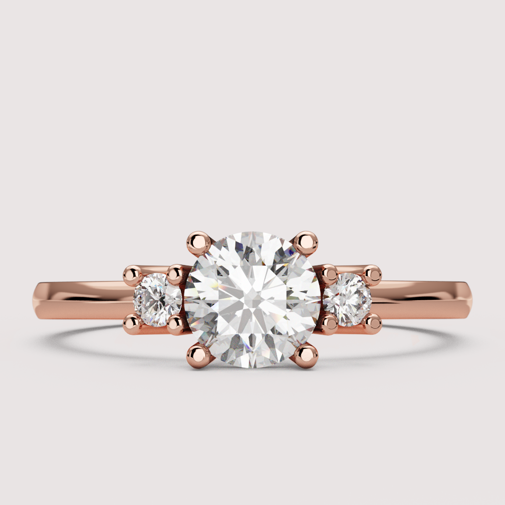 Millie - Round Brilliant Cut Classic Trilogy Engagement Ring Setting