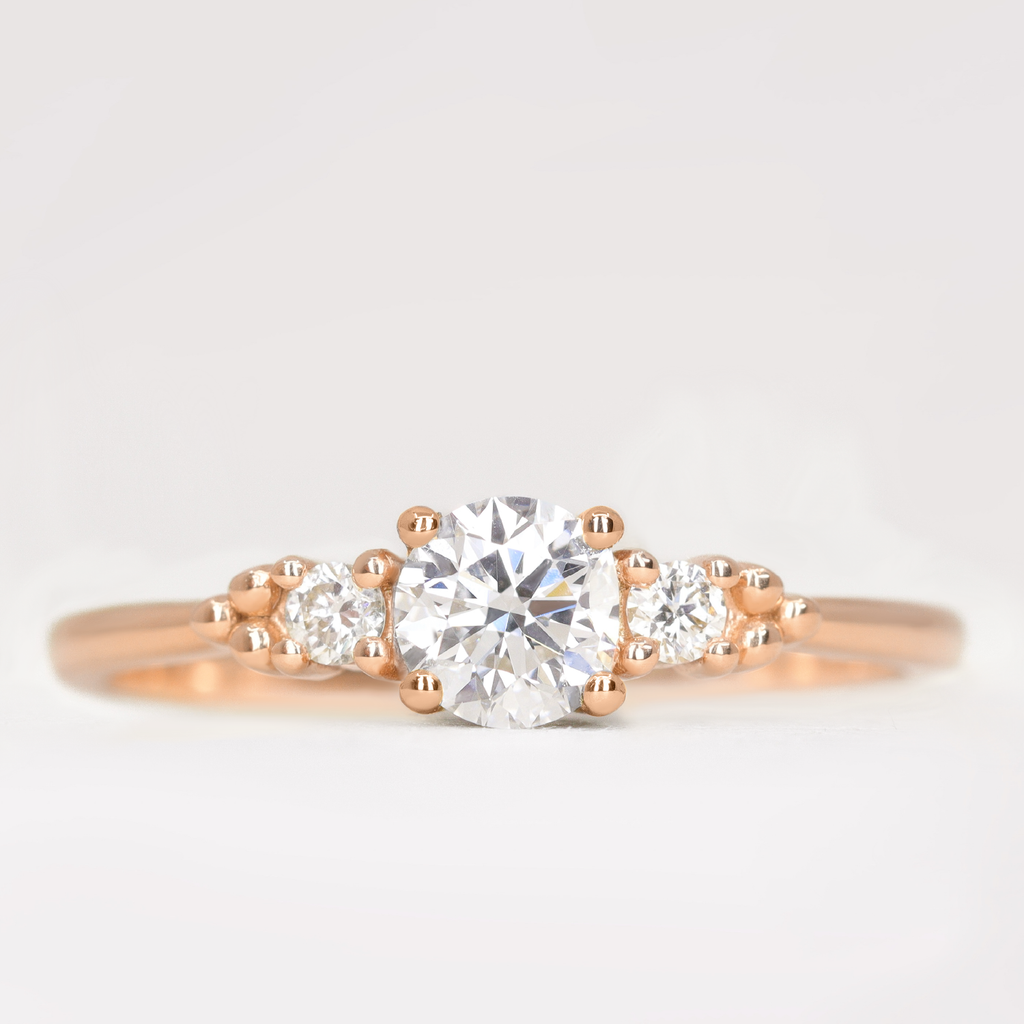 Natalia - Round Brilliant Cut Lab Grown Diamond Trilogy Engagement Ring Engagement Rings - Made-to-Order