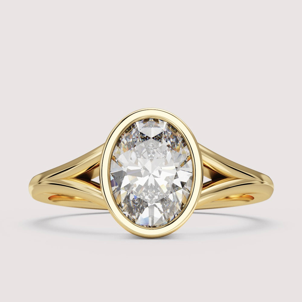 Natasha - Oval Cut Bezel Set Split Shank Solitaire Engagement Ring Setting