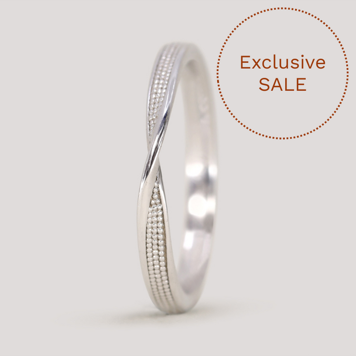 Olive - Ribbon Twist Beaded Wedding Ring - Made-to-Order