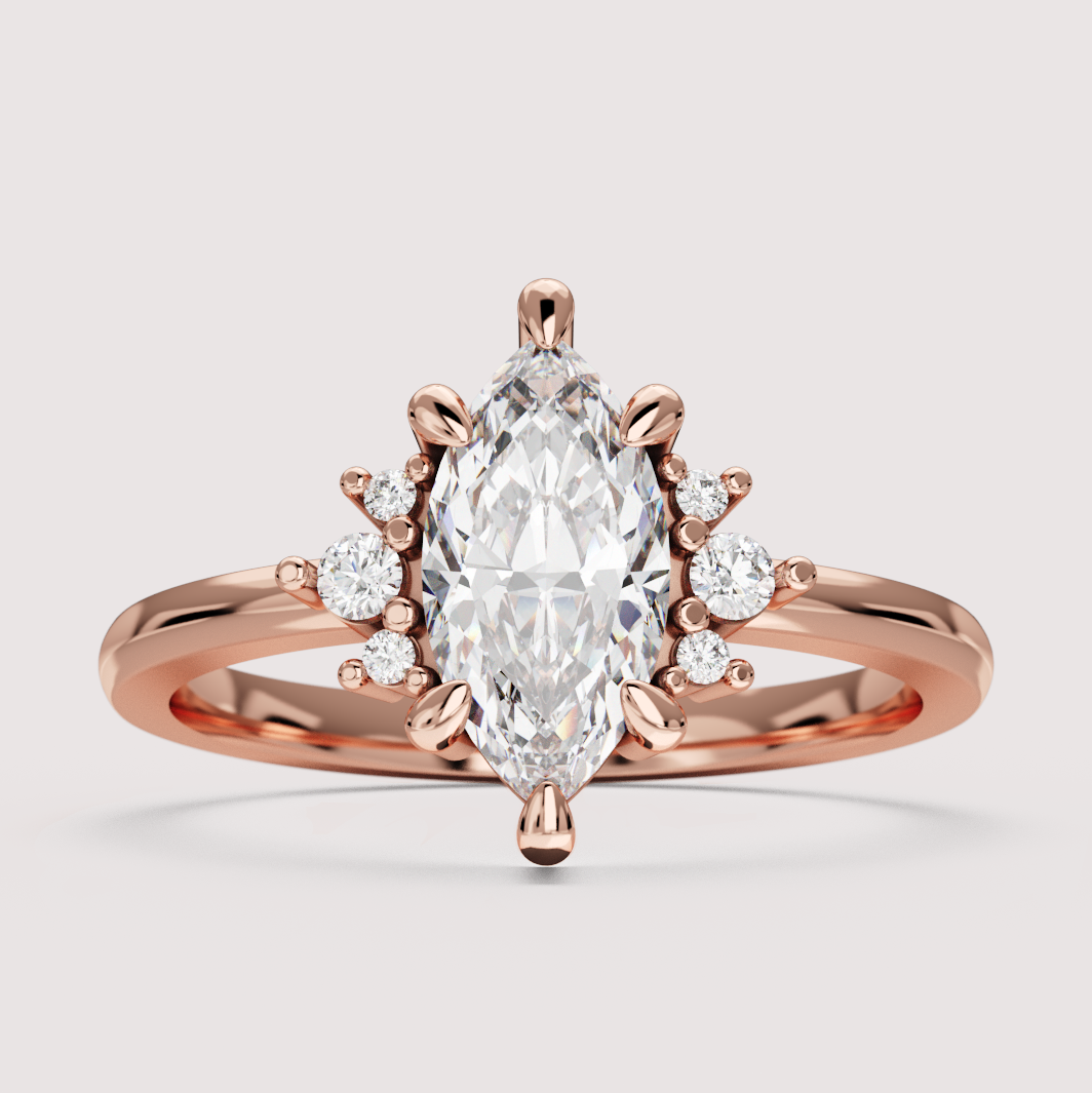 Persie - Marquise Cut Floral Cluster Engagement Ring Setting