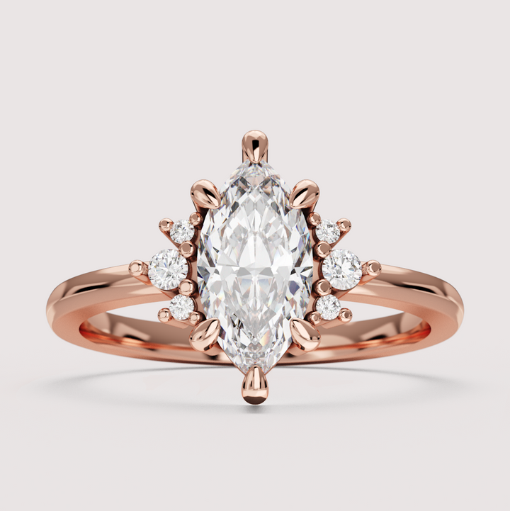 Persie - Marquise Cut Floral Cluster Engagement Ring Setting