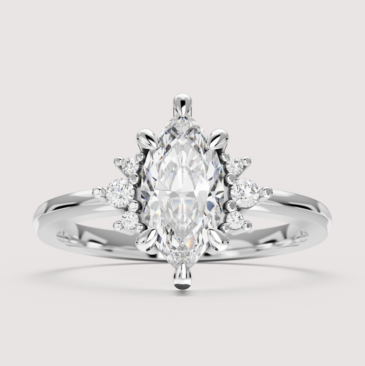 Persie - Marquise Cut Floral Cluster Engagement Ring Setting