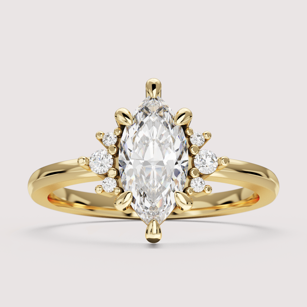 Persie - Marquise Cut Floral Cluster Engagement Ring Setting