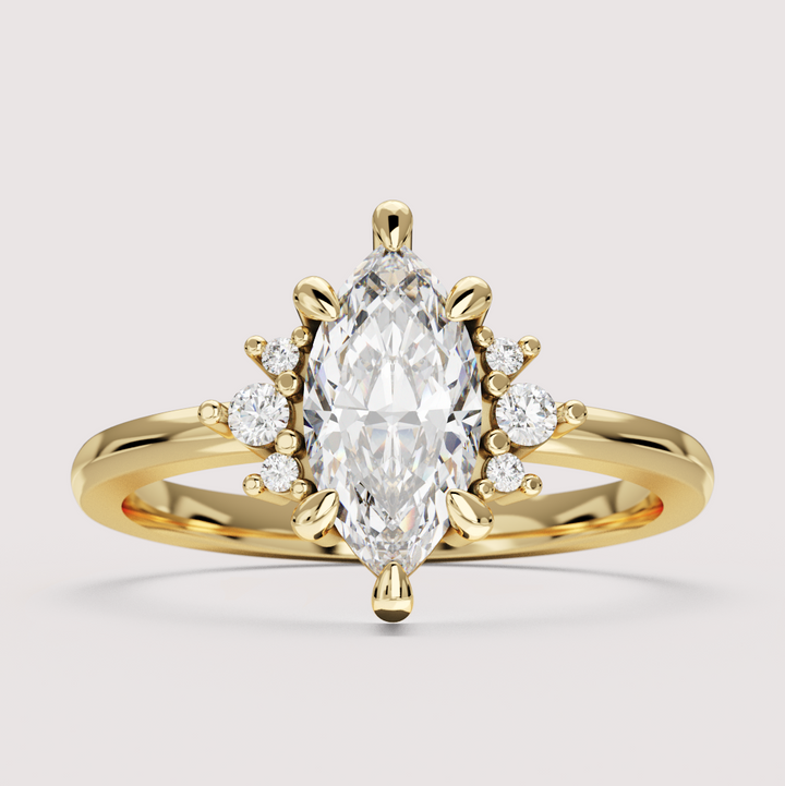 Persie - Marquise Cut Floral Cluster Engagement Ring Setting