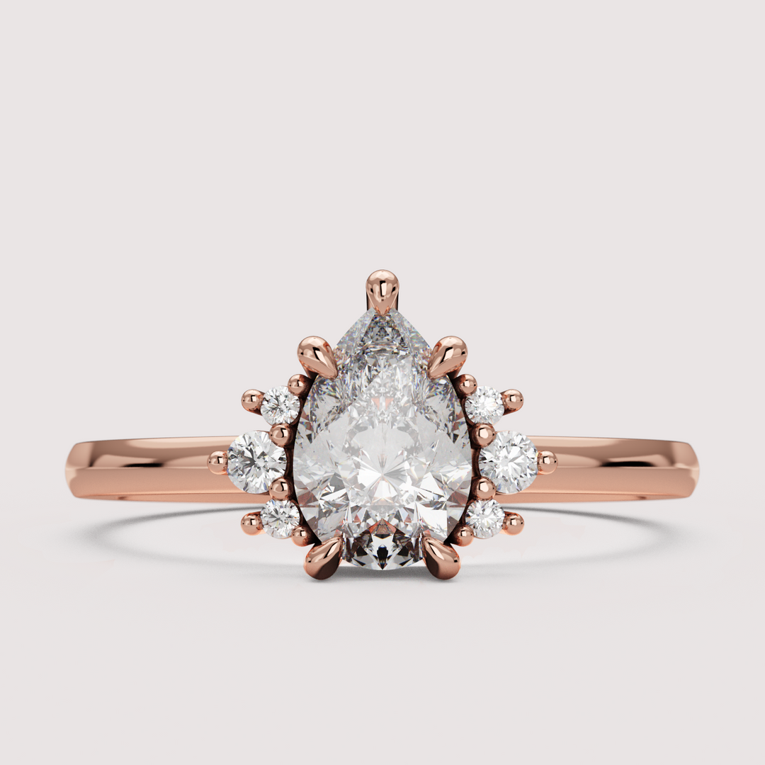 Persie - Pear Cut Floral Cluster Engagement Ring Setting
