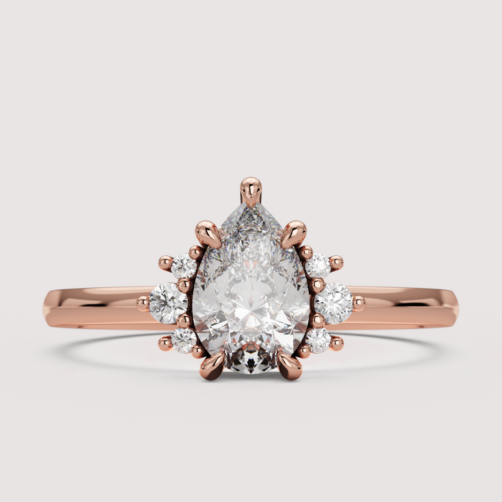 Persie - Pear Cut Floral Cluster Engagement Ring Setting