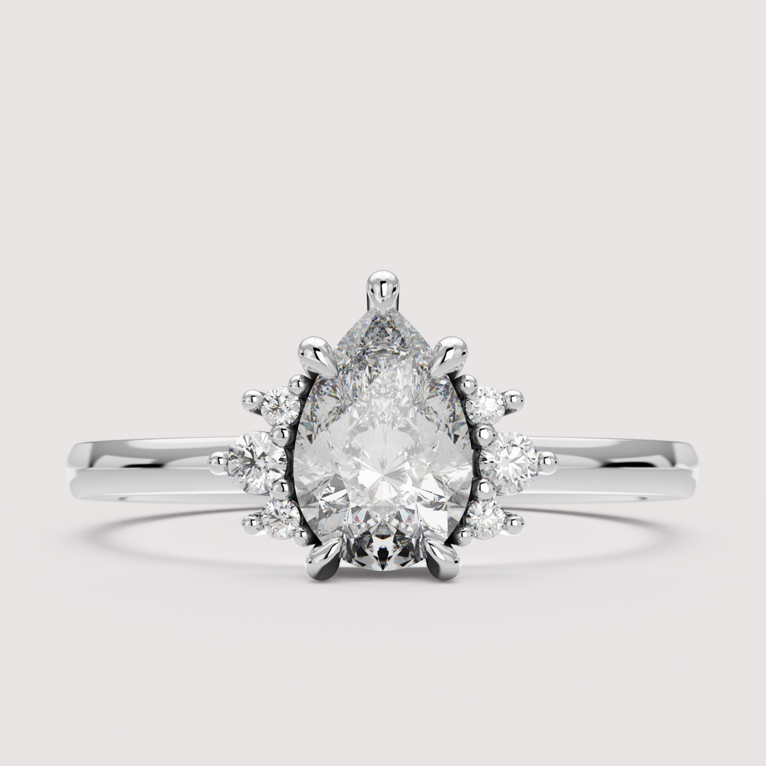 Persie - Pear Cut Floral Cluster Engagement Ring Setting