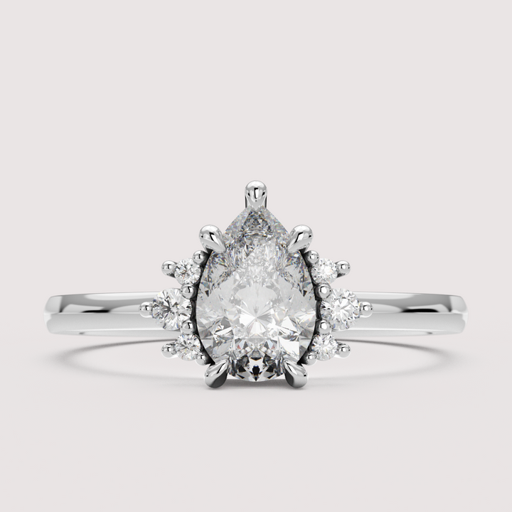 Persie - Pear Cut Floral Cluster Engagement Ring Setting