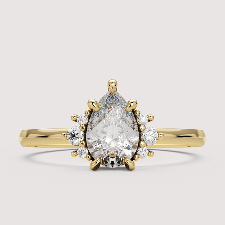 Persie - Pear Cut Floral Cluster Engagement Ring Setting