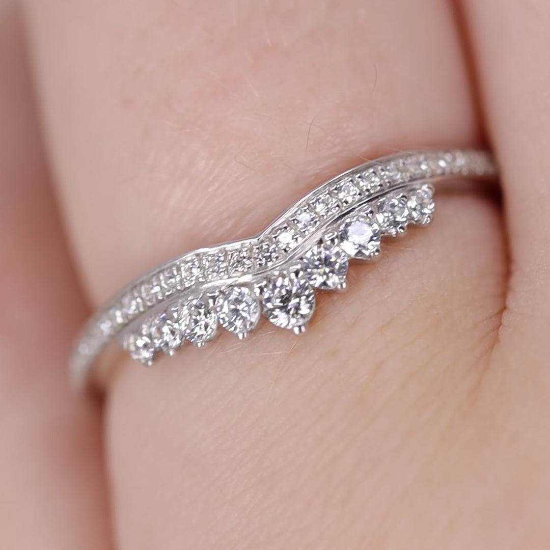 Cecilia - Graduating Diamond Tiara Half Eternity Wedding Ring - Made-to-Order