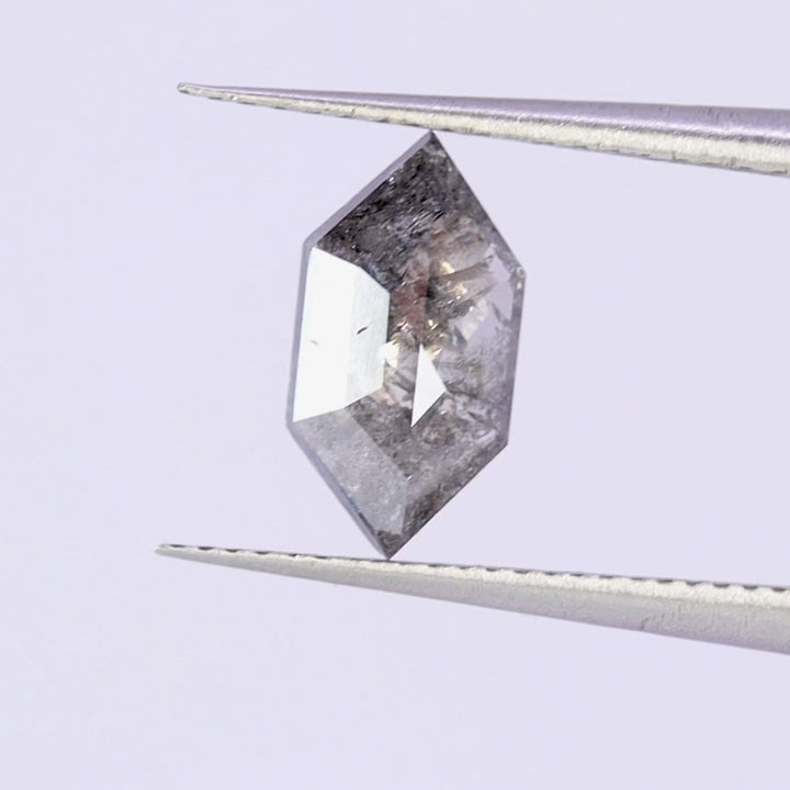 Salt and Pepper Diamond | 1.06ct Hexagon Cut, Loose Gemstone