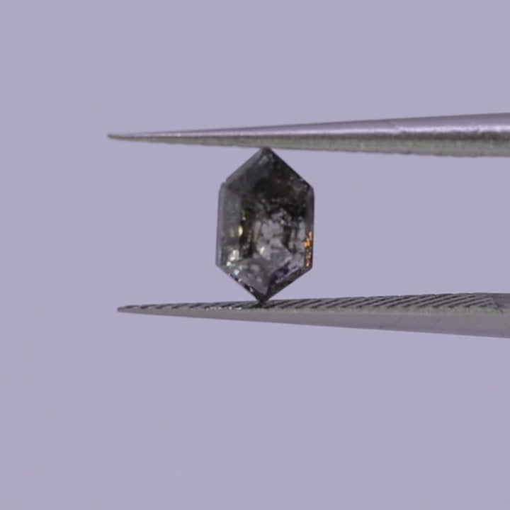 Salt and Pepper Diamond | 0.66ct Elongated Hexagon Cut, Loose Gemstone