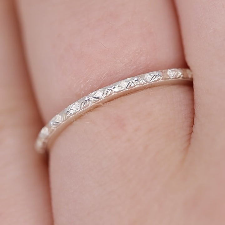 Flora - Floral Pattern Full or Half Eternity Straight Wedding Ring - Made-to-Order Wedding Rings - Made-to-Order