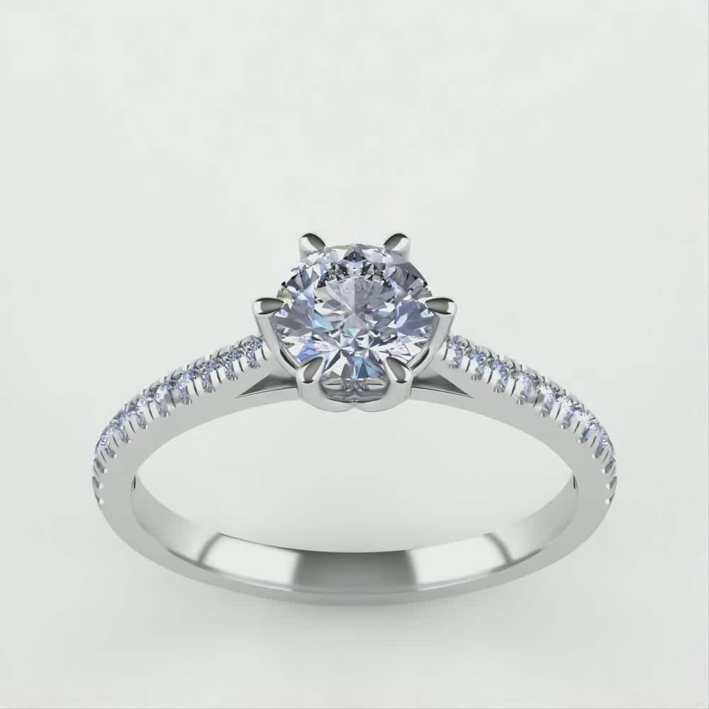 Raine - Round Brilliant Cut Diamond Lotus Flower Solitaire Engagement Ring