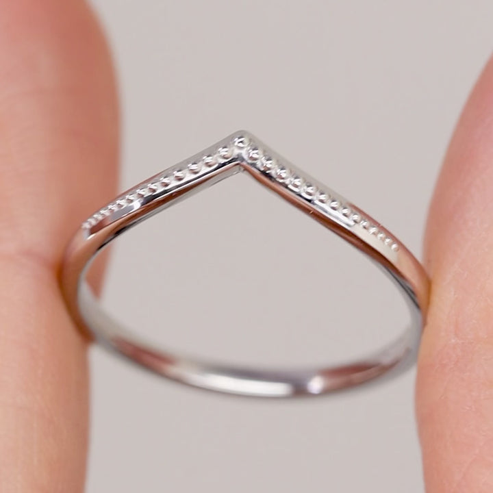 Hadley - Beaded Wishbone Wedding Ring - Made-to-Order Wedding Rings - Made-to-Order