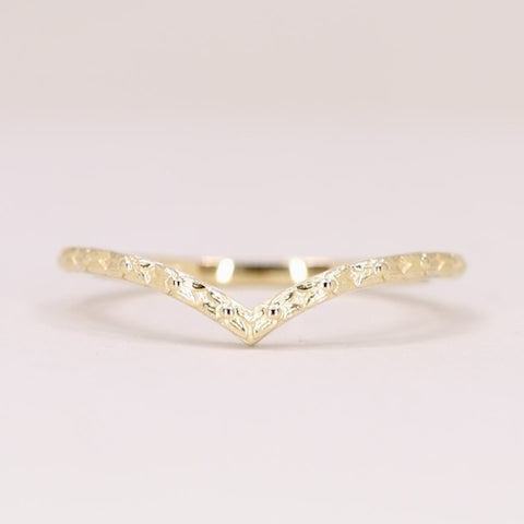 Flora - Floral Pattern Wishbone Wedding Ring - Made-to-Order Wedding Rings - Made-to-Order